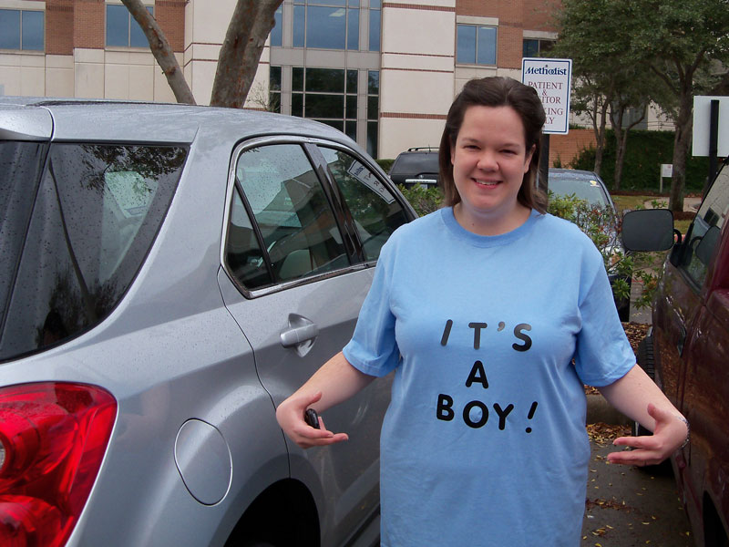 Kim and her It's a Boy shirt