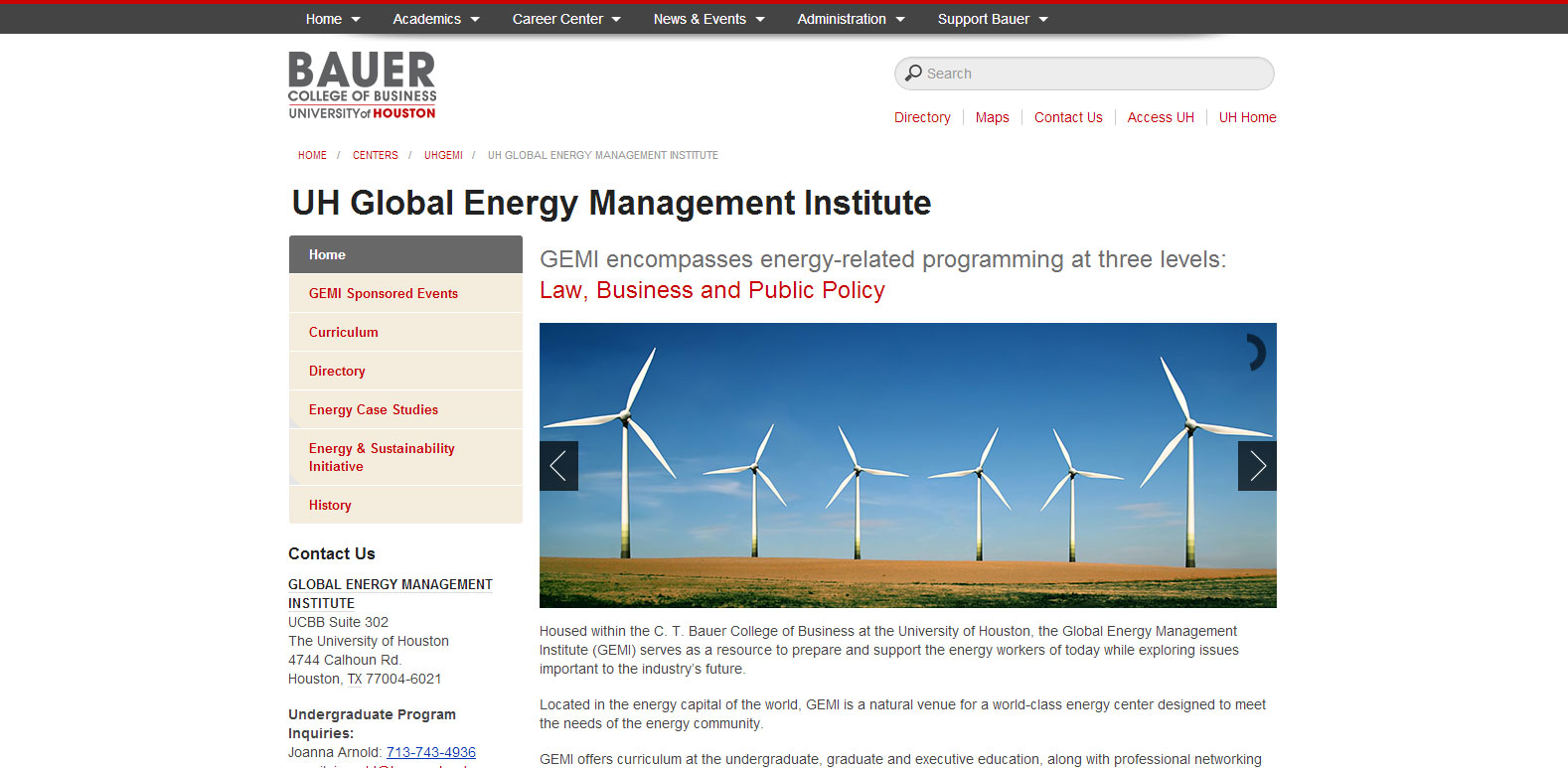 Full circle: The actual UH GEMI website as it launched today.